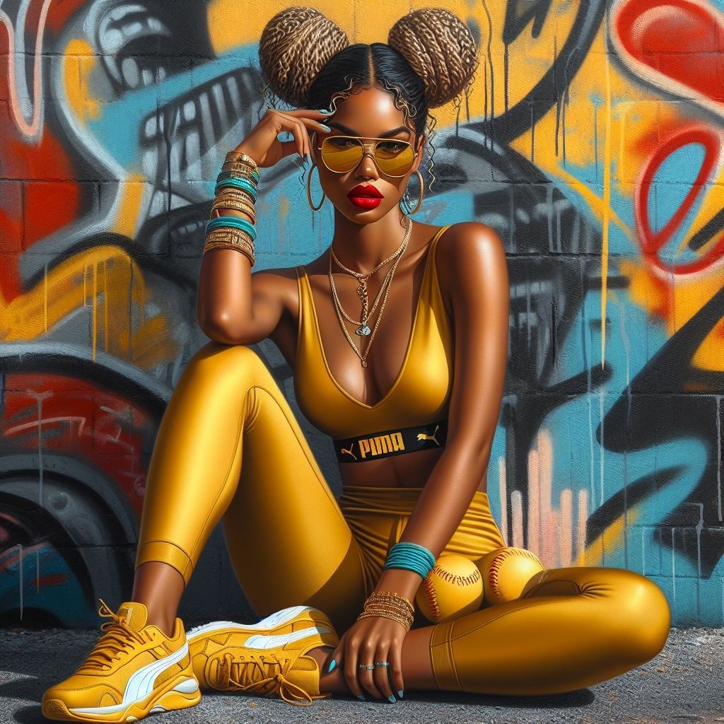 4k glossy oil painting featuring an afro american woman , caramel skin color, red lips, Shoe Organ Hat Style Thigh Art Cool