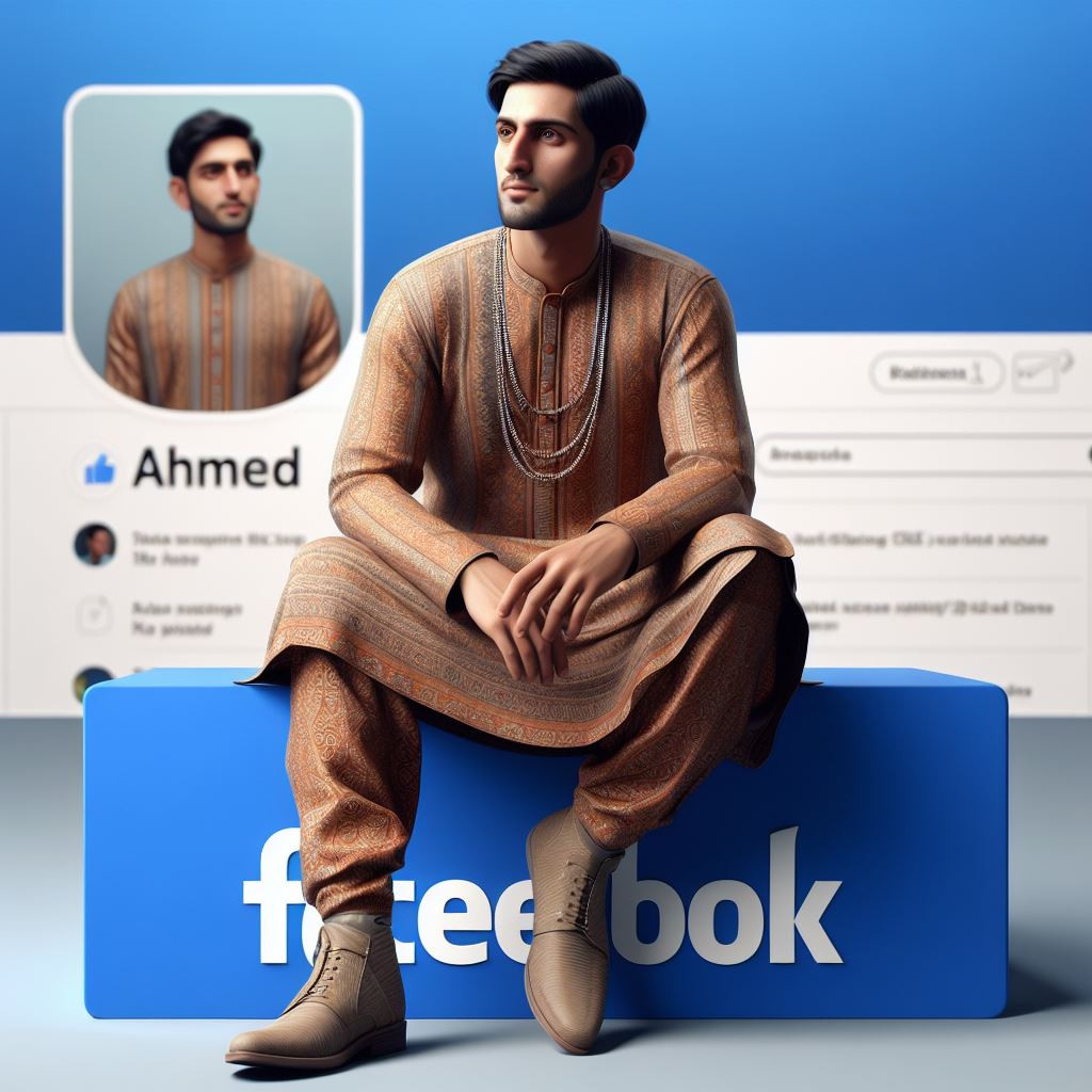 An ultra-realistic 3D illustration  Facebook page profile  featuring an Indian male character